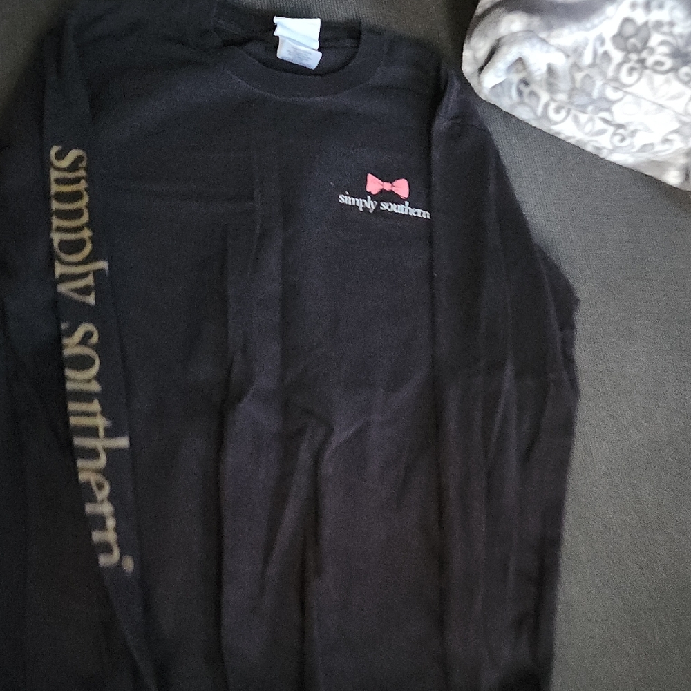 Simply Southern Black and Pink Kids Long Sleeve Tee